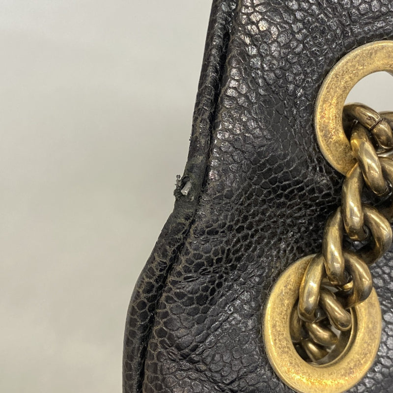 【6gd4235】シャネル ショルダーバッグ マトラッセ Wチェーン キャビアスキン ブラック ゴールド金具【中古】レディース