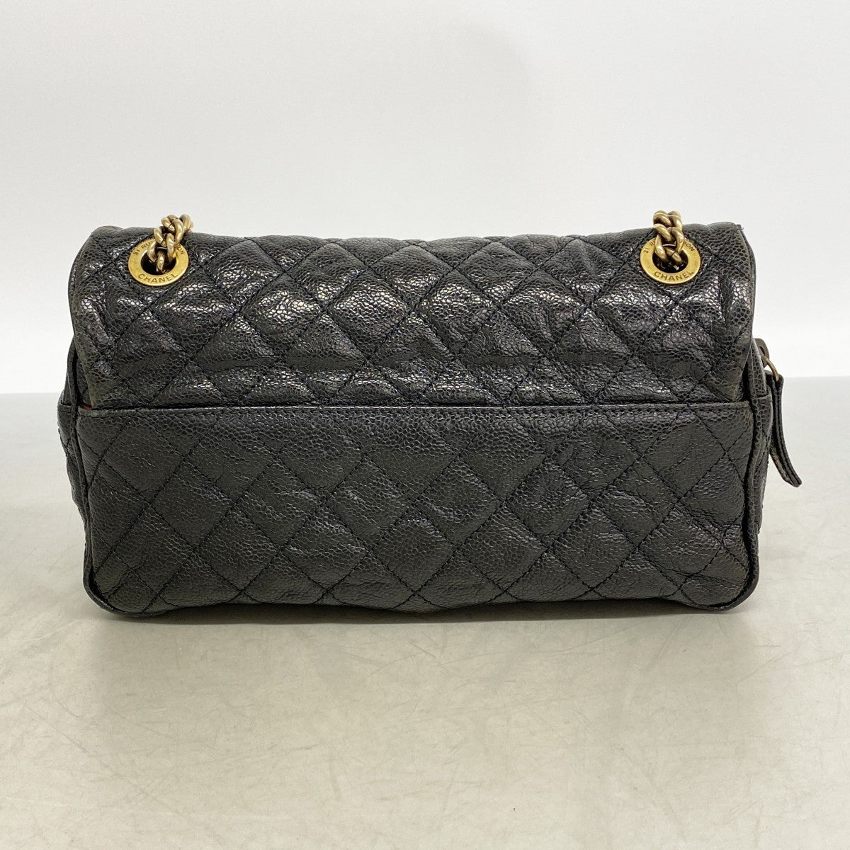 【6gd4235】シャネル ショルダーバッグ マトラッセ Wチェーン キャビアスキン ブラック ゴールド金具【中古】レディース