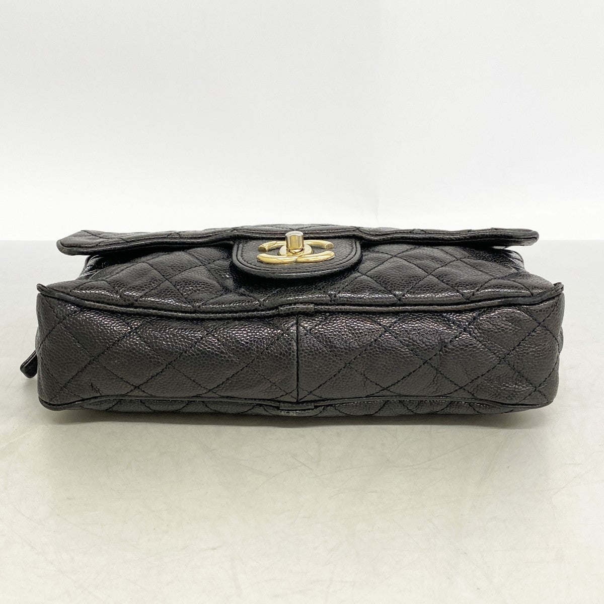 【6gd4235】シャネル ショルダーバッグ マトラッセ Wチェーン キャビアスキン ブラック ゴールド金具【中古】レディース