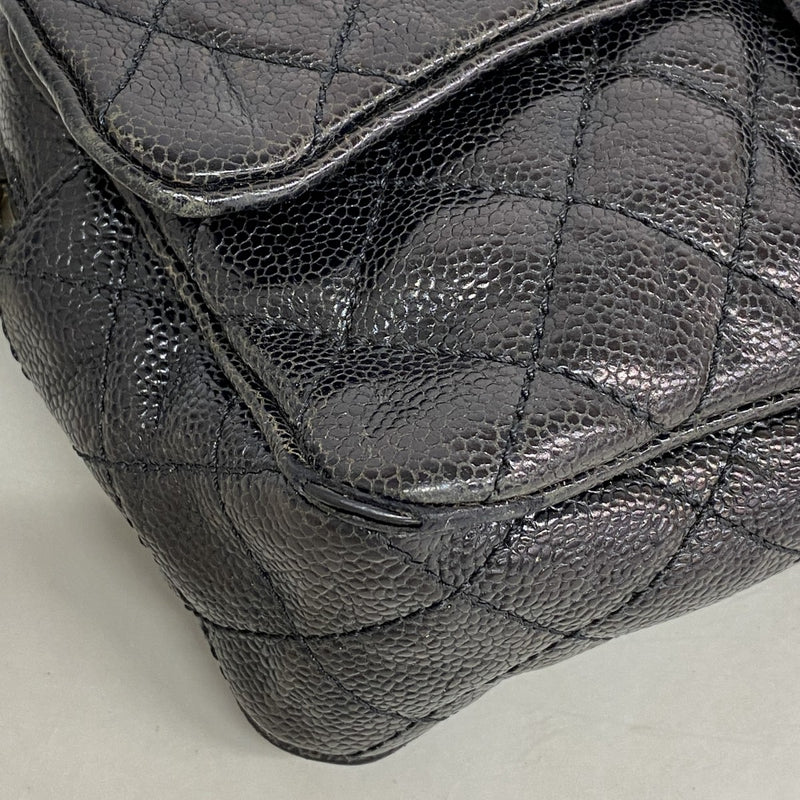 【6gd4235】シャネル ショルダーバッグ マトラッセ Wチェーン キャビアスキン ブラック ゴールド金具【中古】レディース