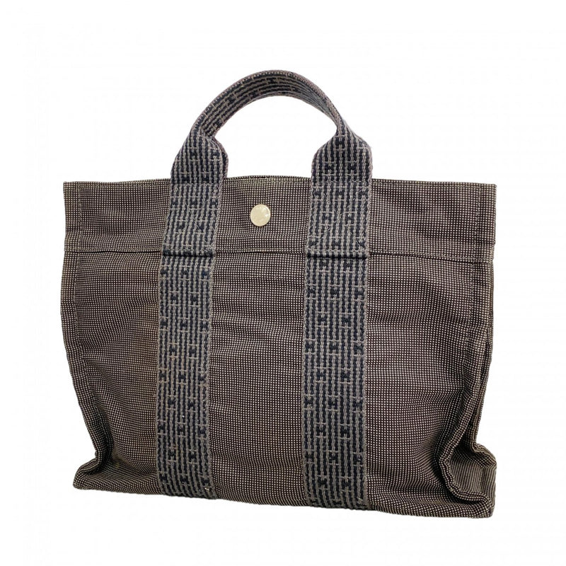 【6gd4236】エルメス ハンドバッグ エールラインPM キャンバス グレー シルバー金具【中古】レディース