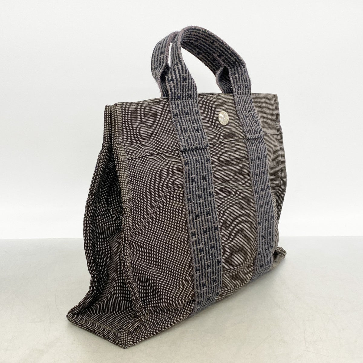 【6gd4236】エルメス ハンドバッグ エールラインPM キャンバス グレー シルバー金具【中古】レディース