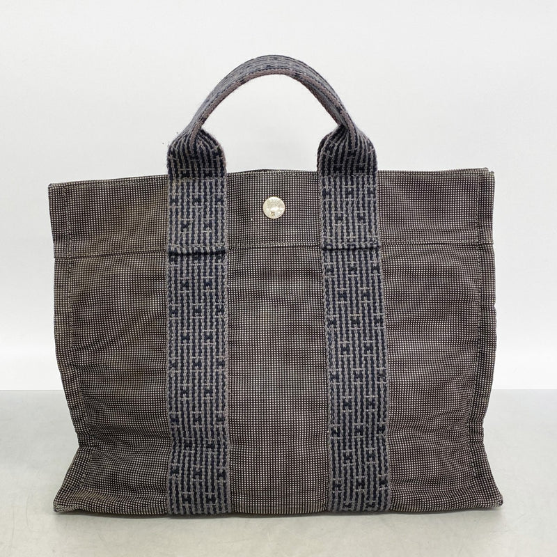 【6gd4236】エルメス ハンドバッグ エールラインPM キャンバス グレー シルバー金具【中古】レディース