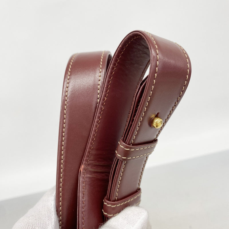 【6gd4242】カルティエ ショルダーバッグ マスト レザー ボルドー ゴールド金具【中古】レディース