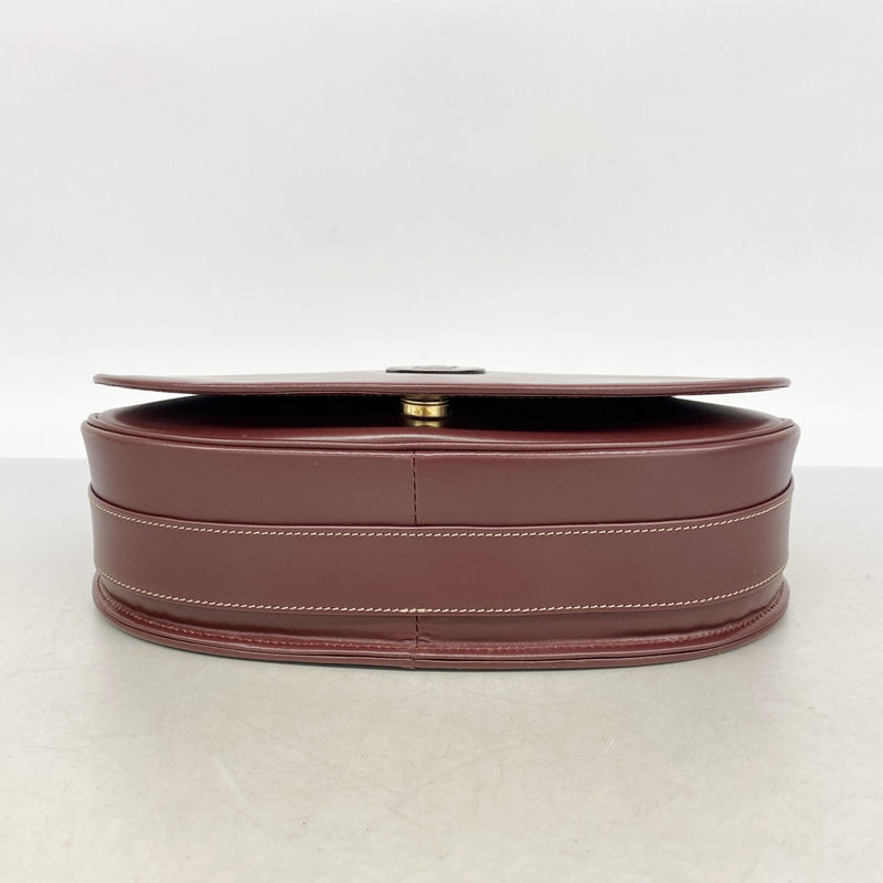 【6gd4242】カルティエ ショルダーバッグ マスト レザー ボルドー ゴールド金具【中古】レディース