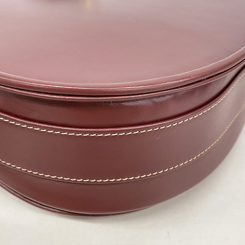 【6gd4242】カルティエ ショルダーバッグ マスト レザー ボルドー ゴールド金具【中古】レディース