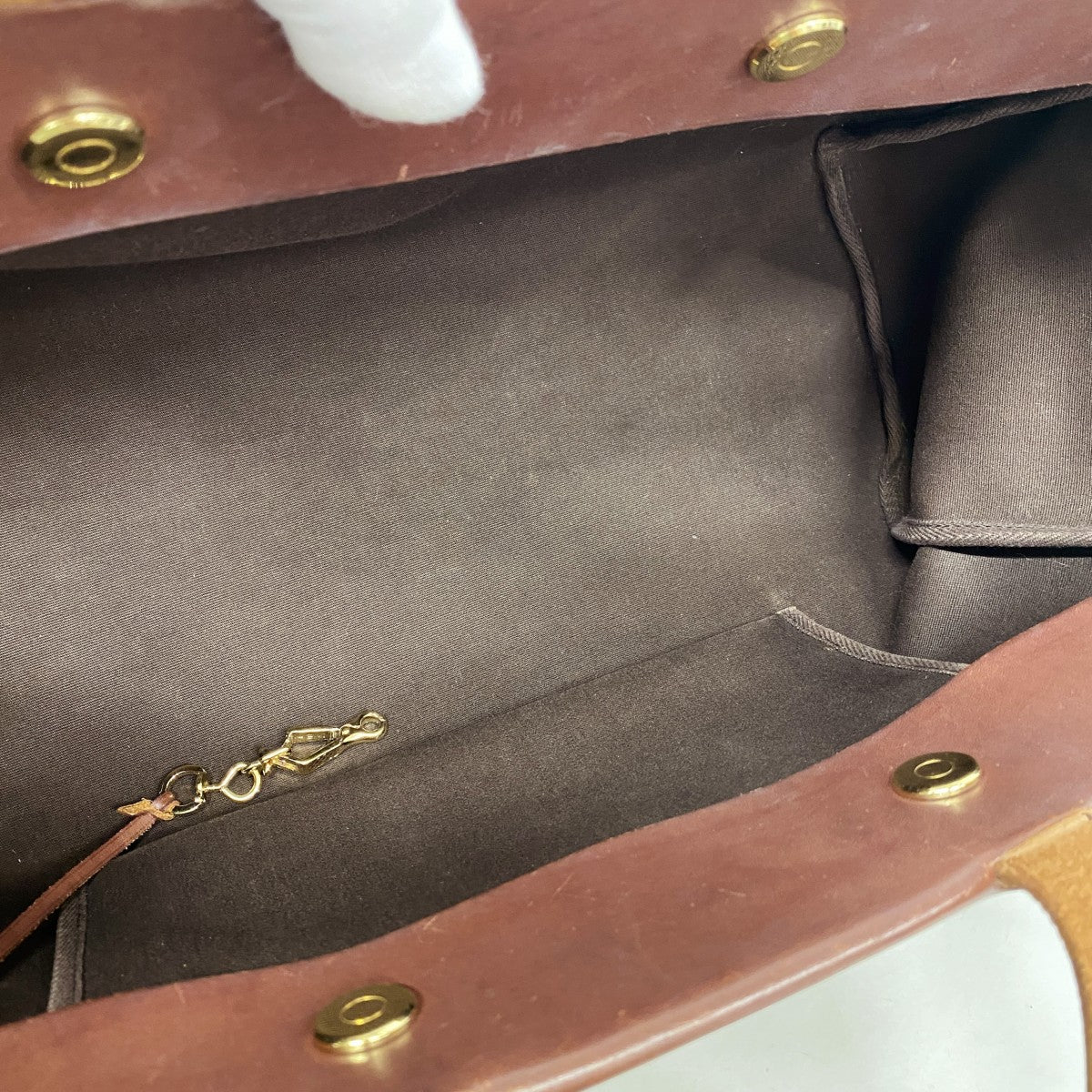 【6gd4243】エルメス トートバッグ エールバックカバスMM トワルオフィシエ ブラウン ゴールド金具 □F刻印【中古】メンズ レディース ユニセックス