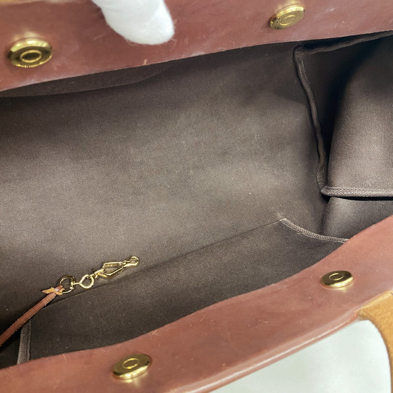 【6gd4243】エルメス トートバッグ エールバックカバスMM トワルオフィシエ ブラウン ゴールド金具 □F刻印【中古】メンズ レディース ユニセックス