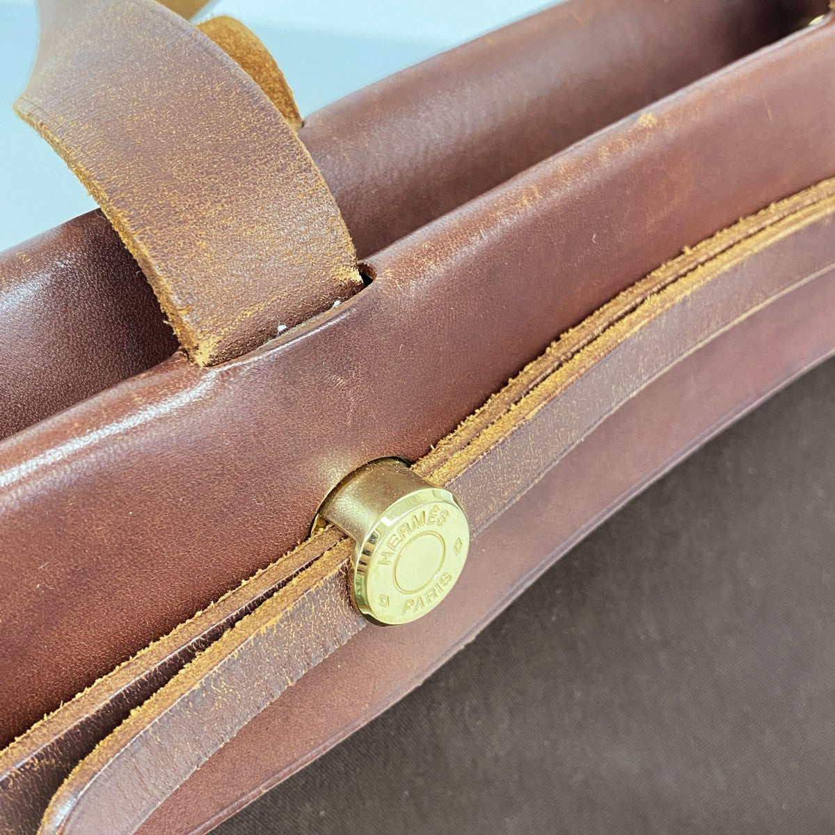 【6gd4243】エルメス トートバッグ エールバックカバスMM トワルオフィシエ ブラウン ゴールド金具 □F刻印【中古】メンズ レディース ユニセックス