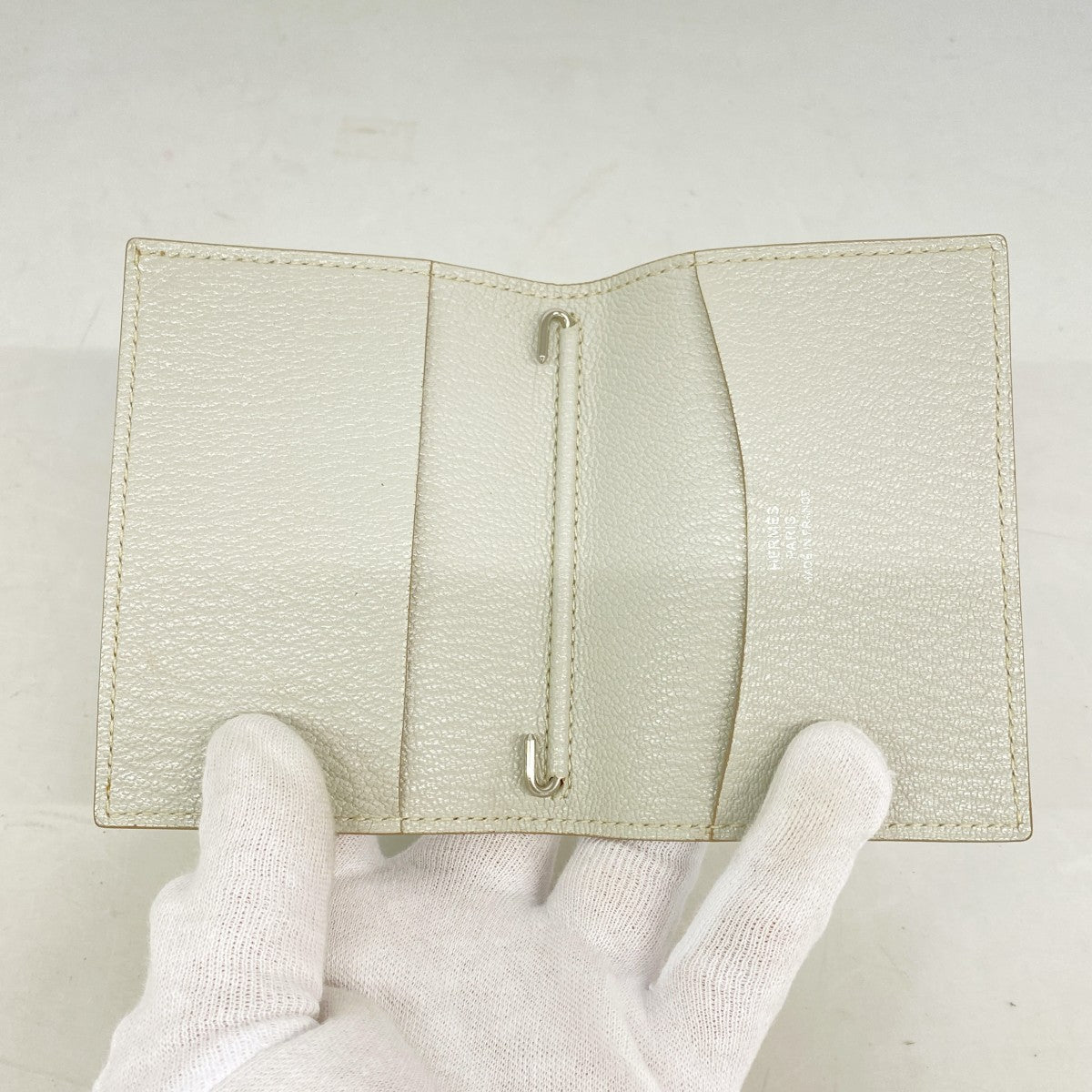 【6gd4244】エルメス 手帳カバー アジェンダミニ シェブルミゾル ベトン シルバー金具 A刻印【中古】レディース