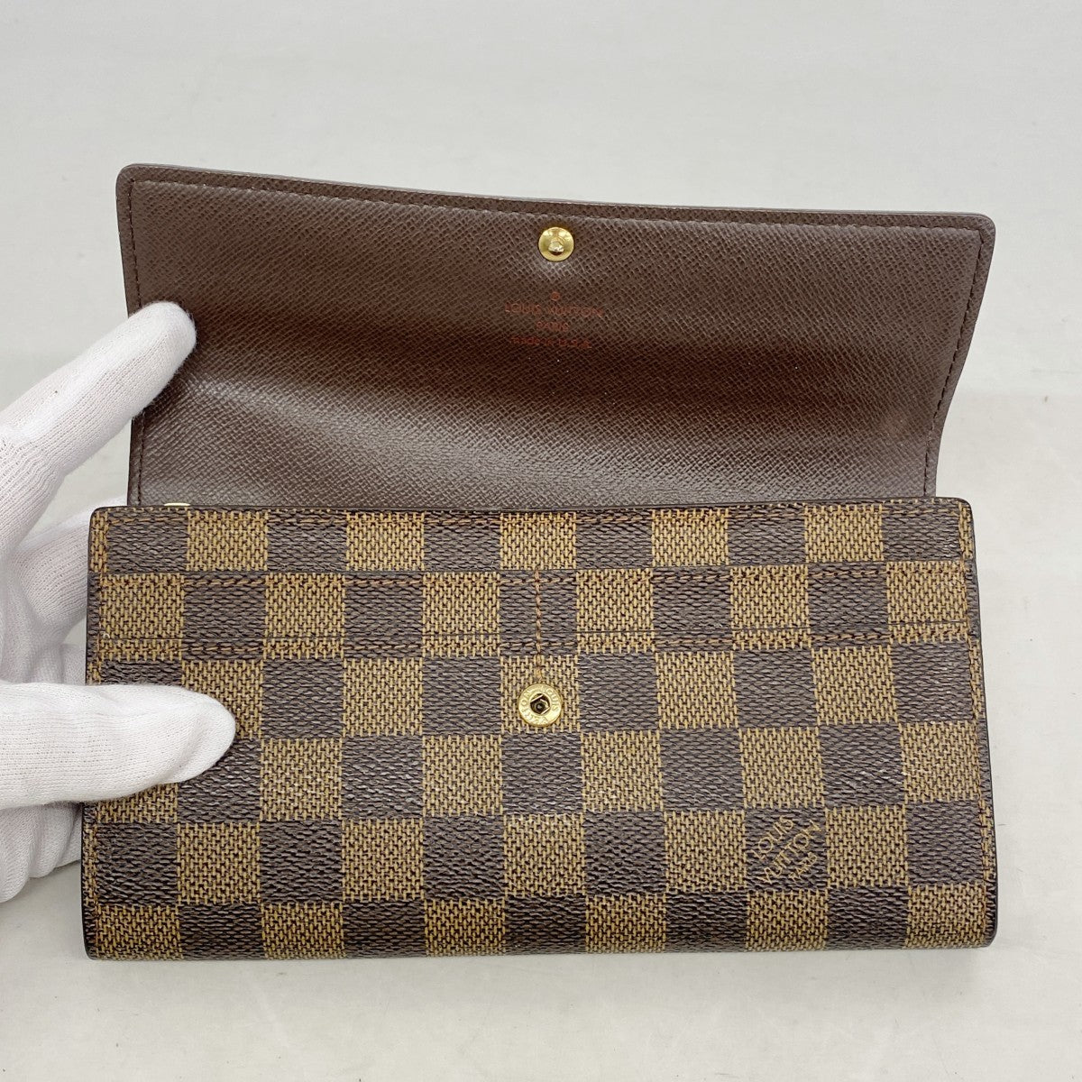 【6gd4251】ルイヴィトン 長財布 ダミエ ポルトフォイユサラ N61734 エベヌ【中古】レディース