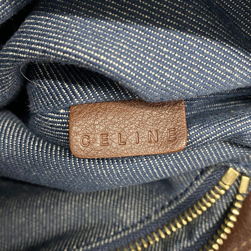 【6gd4282】セリーヌ ハンドバッグ パリマカダム デニム ブルー ゴールド金具【中古】レディース