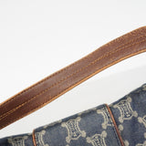 【6gd4282】セリーヌ ハンドバッグ パリマカダム デニム ブルー ゴールド金具【中古】レディース