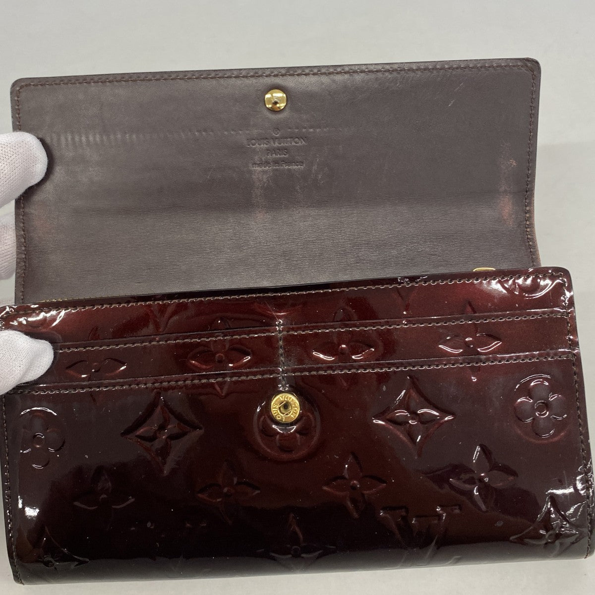 【6gd4300】ルイヴィトン 長財布 ヴェルニ ポルトフォイユサラ M93524 アマラント【中古】レディース
