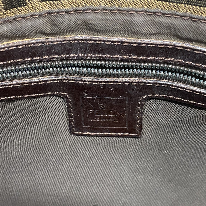 【6gd4310】フェンディ ハンドバッグ ズッカ マンマバケット ナイロンキャンバス ブラウン シルバー金具【中古】レディース