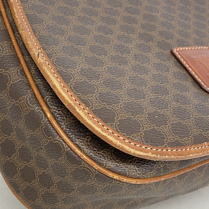 【6gd4311】セリーヌ ショルダーバッグ マカダム PVC ブラウン ゴールド金具【中古】レディース