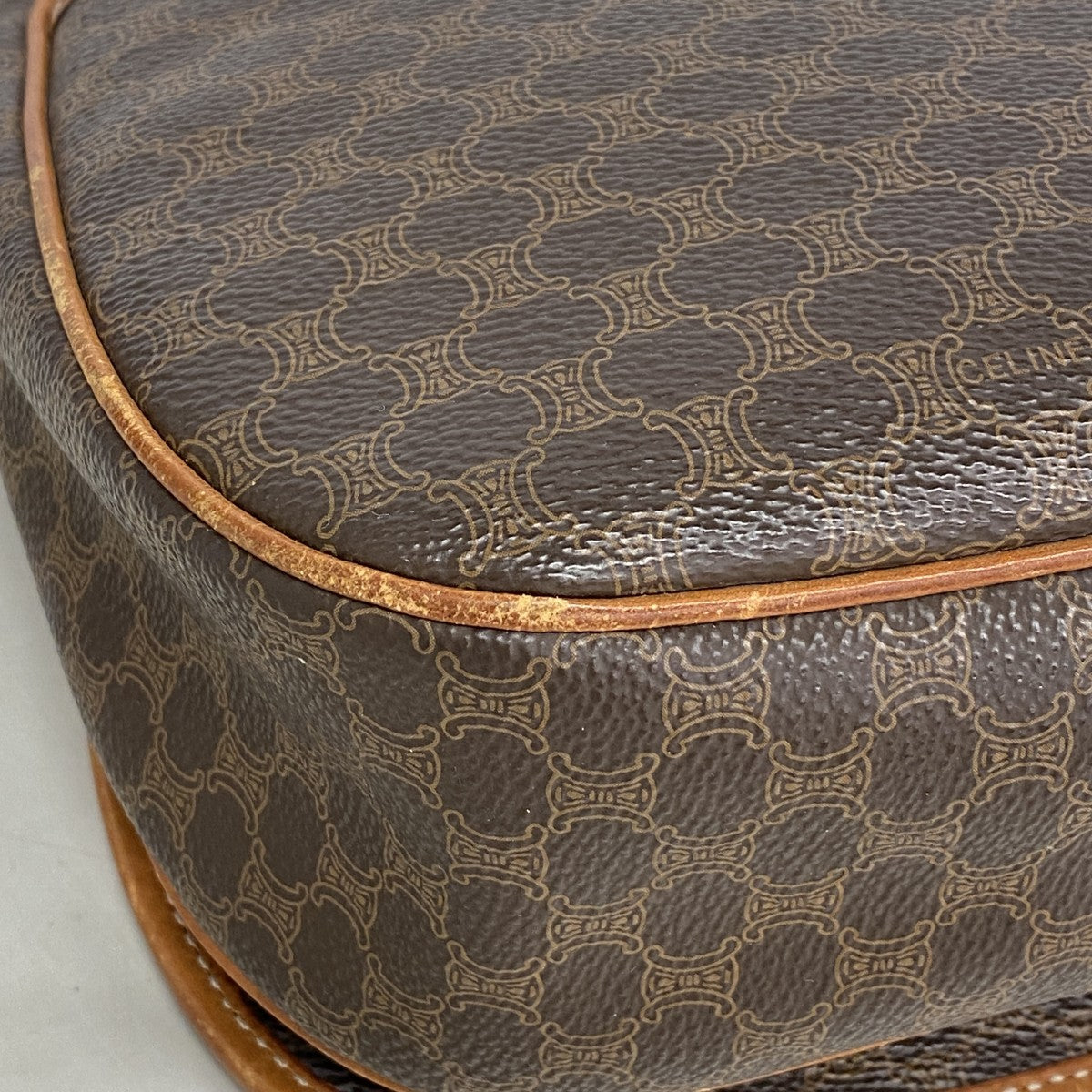 【6gd4311】セリーヌ ショルダーバッグ マカダム PVC ブラウン ゴールド金具【中古】レディース