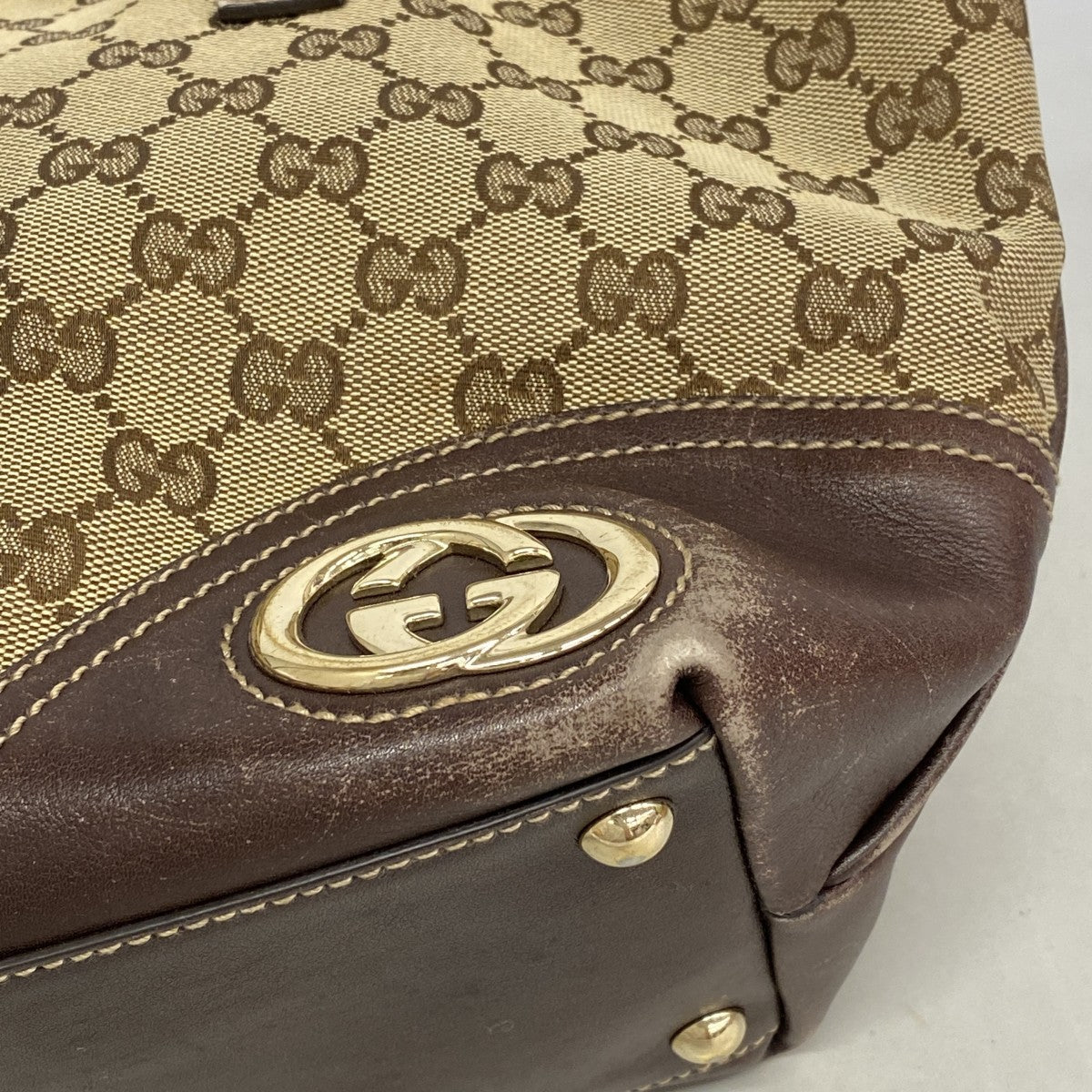 【6gd4312】グッチ トートバッグ GGキャンバス/アビー 169946 キャンバス ベージュ ゴールド金具【中古】レディース