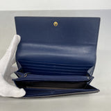 【6gd4328-k】グッチ 長財布 グッチシマ 410100 レザー ネイビー ゴールド金具【中古】レディース