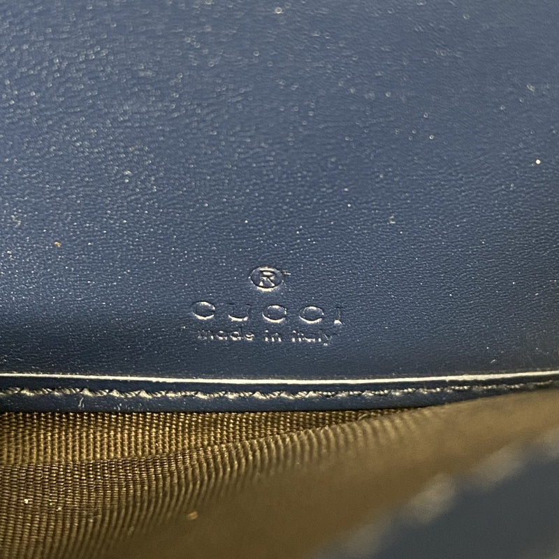 【6gd4328-k】グッチ 長財布 グッチシマ 410100 レザー ネイビー ゴールド金具【中古】レディース