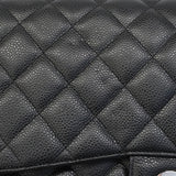 【6gd4342】シャネル ショルダーバッグ デカマトラッセ Wチェーン キャビアスキン ブラック シルバー金具【中古】レディース