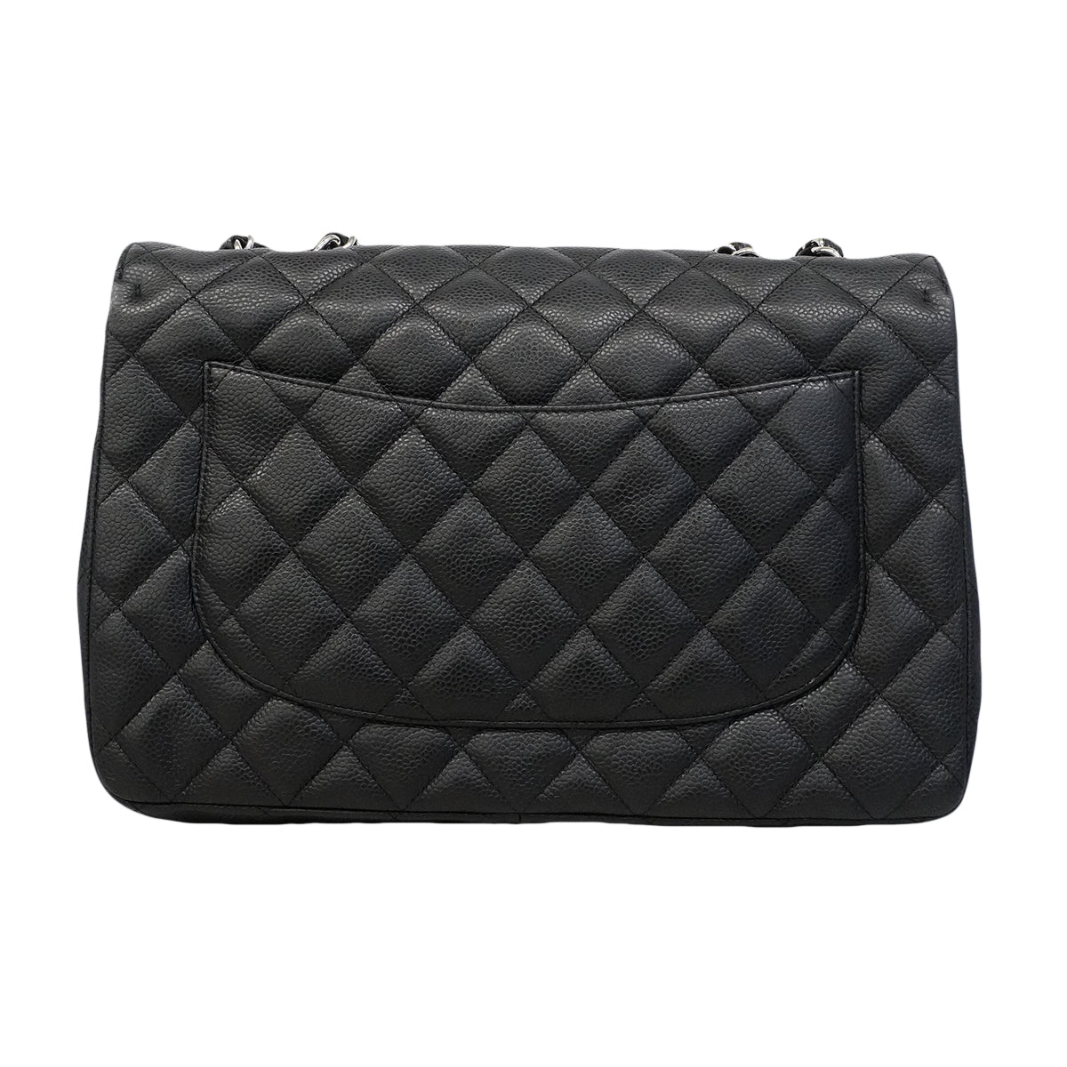 【6gd4342】シャネル ショルダーバッグ デカマトラッセ Wチェーン キャビアスキン ブラック シルバー金具【中古】レディース