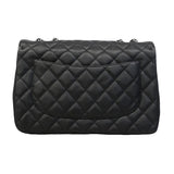 【6gd4342】シャネル ショルダーバッグ デカマトラッセ Wチェーン キャビアスキン ブラック シルバー金具【中古】レディース