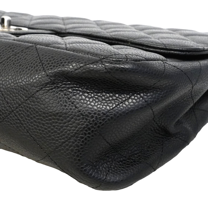 【6gd4342】シャネル ショルダーバッグ デカマトラッセ Wチェーン キャビアスキン ブラック シルバー金具【中古】レディース