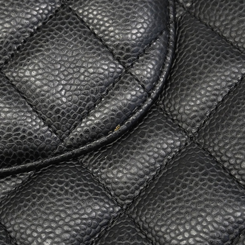 【6gd4342】シャネル ショルダーバッグ デカマトラッセ Wチェーン キャビアスキン ブラック シルバー金具【中古】レディース