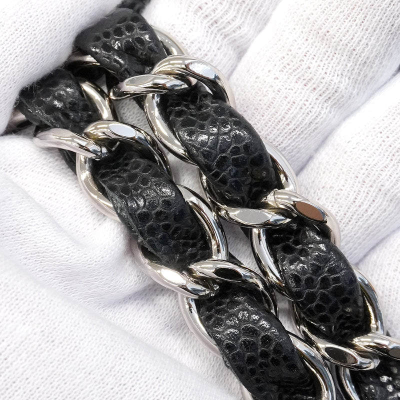 【6gd4342】シャネル ショルダーバッグ デカマトラッセ Wチェーン キャビアスキン ブラック シルバー金具【中古】レディース