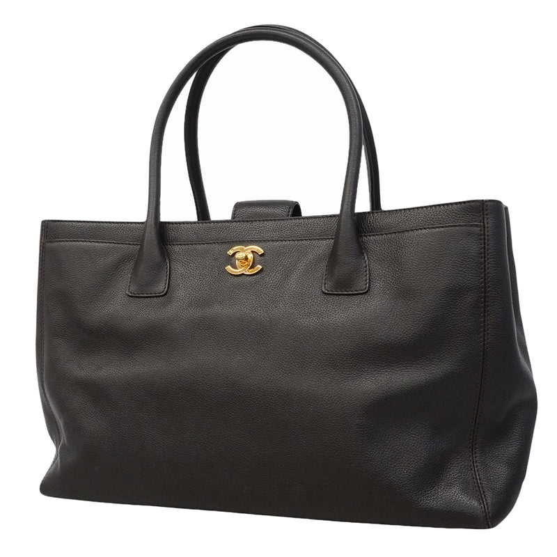 【6gd4343】シャネル トートバッグ エグゼクティブ レザー ダークブラウン ゴールド金具【中古】レディース