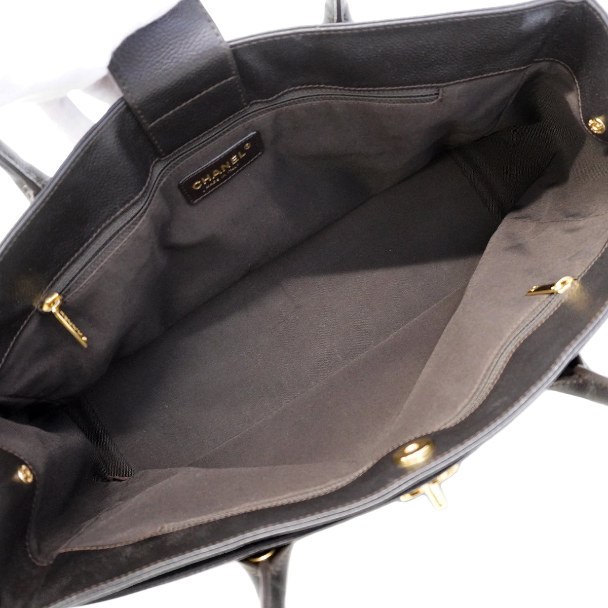 【6gd4343】シャネル トートバッグ エグゼクティブ レザー ダークブラウン ゴールド金具【中古】レディース