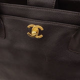 【6gd4343】シャネル トートバッグ エグゼクティブ レザー ダークブラウン ゴールド金具【中古】レディース