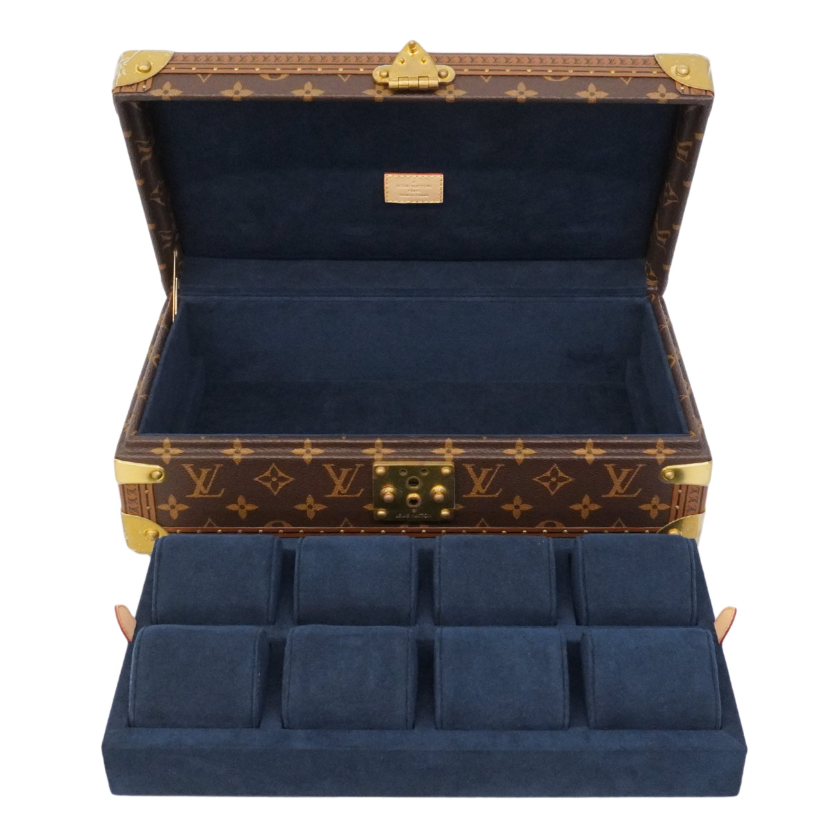 【6gd4345】ルイヴィトン ウォッチケース モノグラム コフレ8モントル ブラウン ネイビー【中古】メンズ レディース ユニセックス