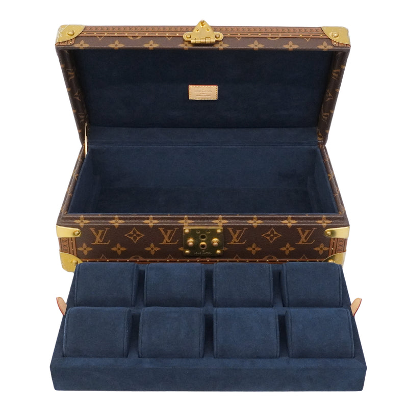 【6gd4345】ルイヴィトン ウォッチケース モノグラム コフレ8モントル ブラウン ネイビー【中古】メンズ レディース ユニセックス