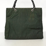 【6gd4348-k】グッチ トートバッグ バンブー 002 1010 ナイロン カーキ シルバー金具【中古】レディース