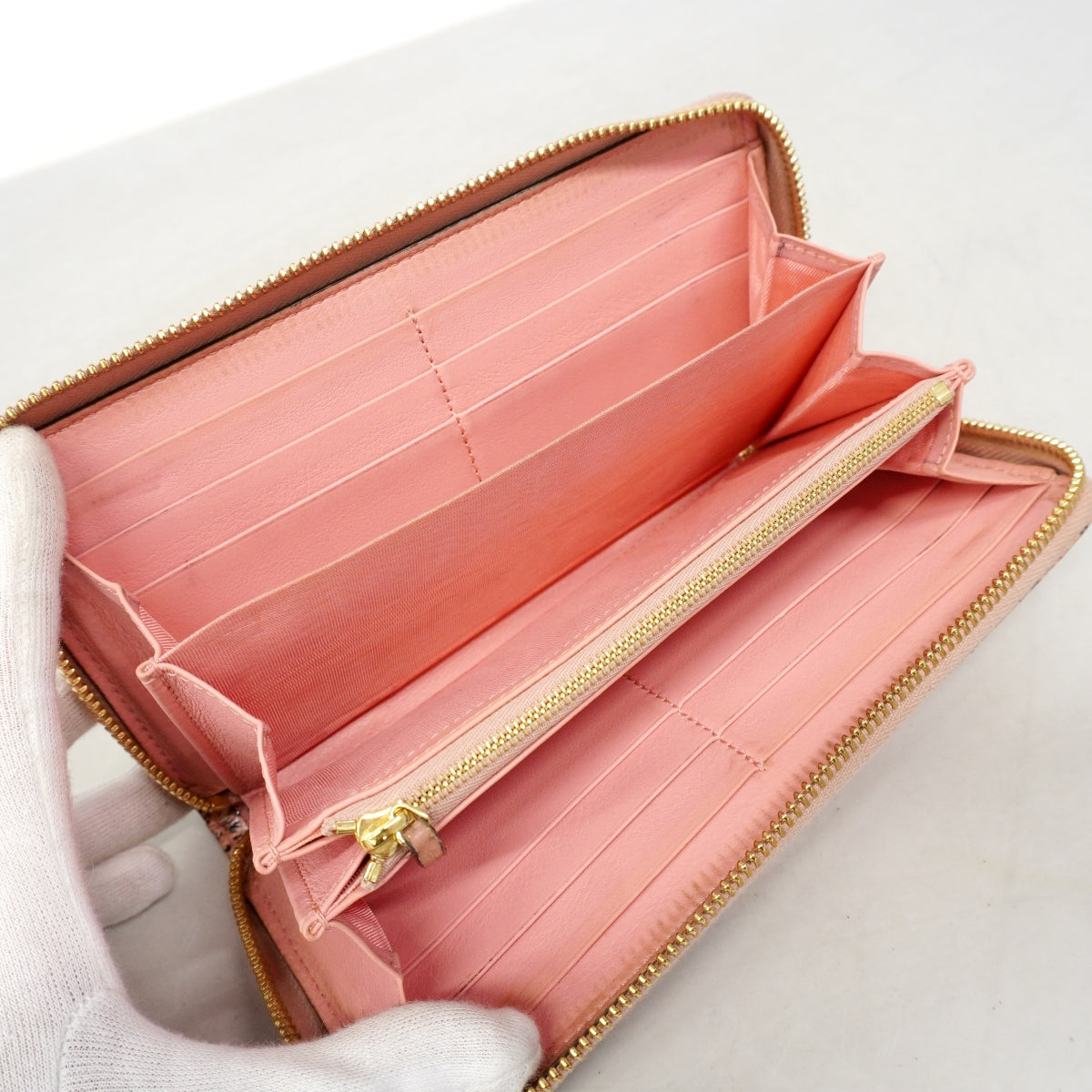 【6gd4356-k】グッチ 長財布 GGマーモント 456117 パイソン ピンク ゴールド金具【中古】レディース