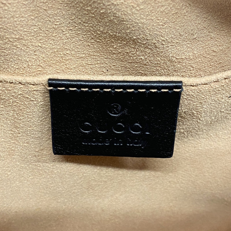 【6gd4358-k】グッチ ショルダーバッグ GGマーモント 447632 レザー ブラック ゴールド金具【中古】レディース