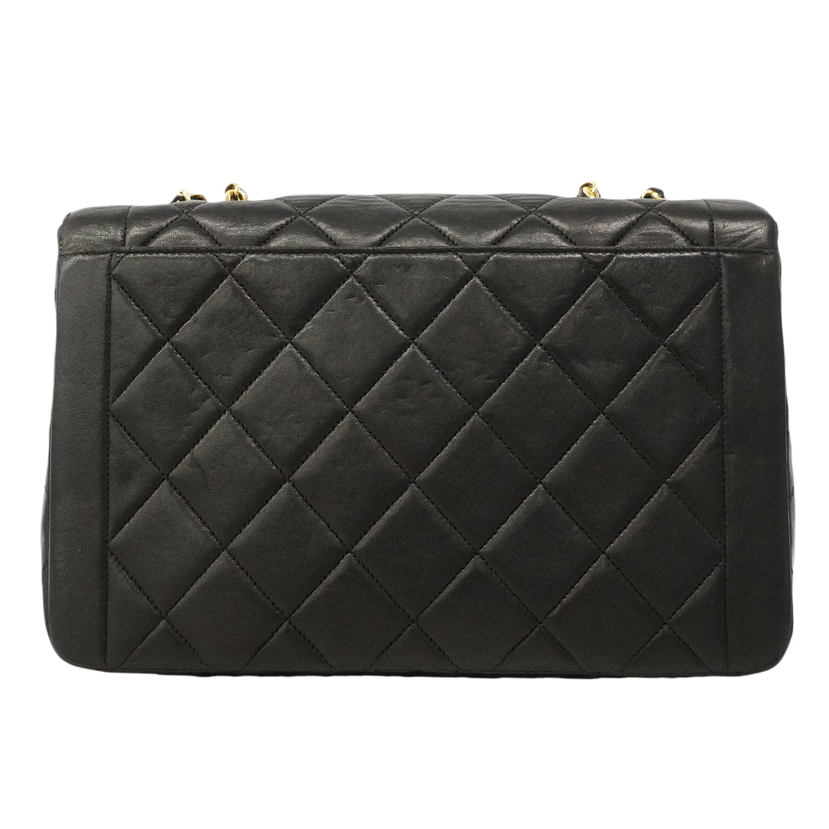 【6gd4379】シャネル ショルダーバッグ ダイアナ Wチェーン ラムスキン ブラック ゴールド金具【中古】レディース