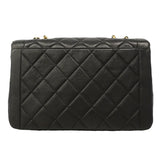 【6gd4379】シャネル ショルダーバッグ ダイアナ Wチェーン ラムスキン ブラック ゴールド金具【中古】レディース