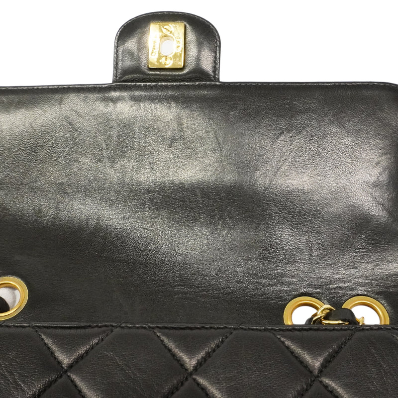 【6gd4379】シャネル ショルダーバッグ ダイアナ Wチェーン ラムスキン ブラック ゴールド金具【中古】レディース