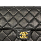 【6gd4379】シャネル ショルダーバッグ ダイアナ Wチェーン ラムスキン ブラック ゴールド金具【中古】レディース