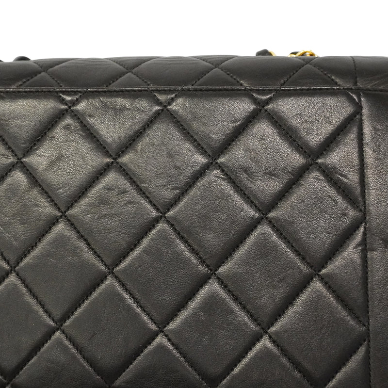 【6gd4379】シャネル ショルダーバッグ ダイアナ Wチェーン ラムスキン ブラック ゴールド金具【中古】レディース