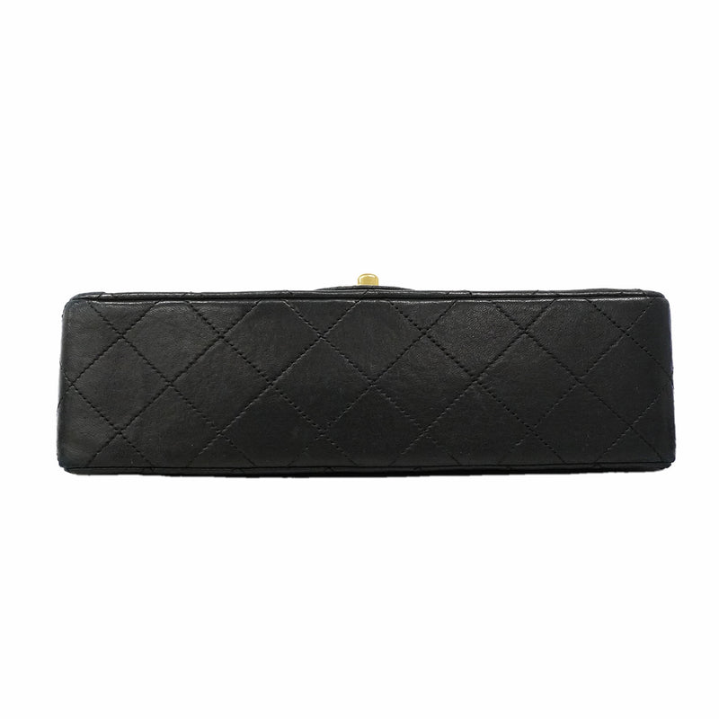 【6gd4380】シャネル ショルダーバッグ マトラッセ Wフラップ Wチェーン ラムスキン ブラック ゴールド金具【中古】レディース