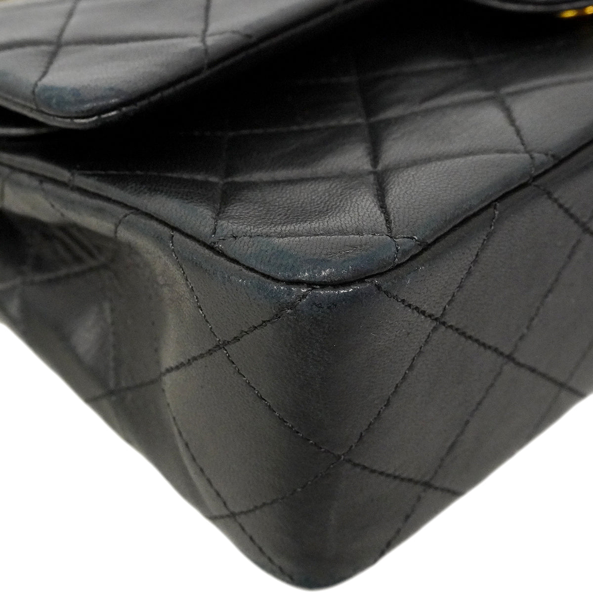 【6gd4380】シャネル ショルダーバッグ マトラッセ Wフラップ Wチェーン ラムスキン ブラック ゴールド金具【中古】レディース
