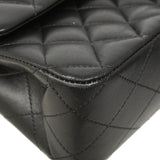 【6gd4381】シャネル ショルダーバッグ マトラッセ Wフラップ Wチェーン ラムスキン ブラック シルバー金具【中古】レディース