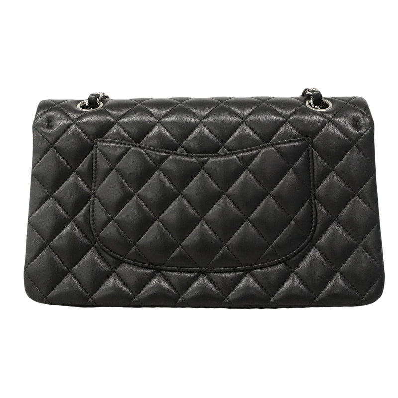 【6gd4381】シャネル ショルダーバッグ マトラッセ Wフラップ Wチェーン ラムスキン ブラック シルバー金具【中古】レディース
