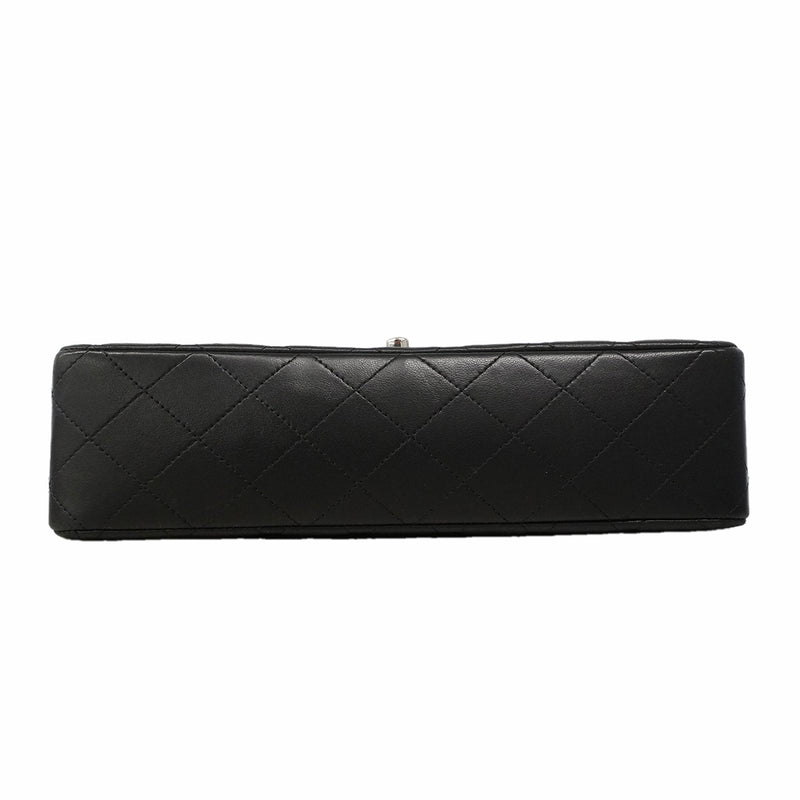 【6gd4381】シャネル ショルダーバッグ マトラッセ Wフラップ Wチェーン ラムスキン ブラック シルバー金具【中古】レディース