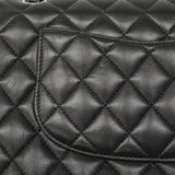 【6gd4381】シャネル ショルダーバッグ マトラッセ Wフラップ Wチェーン ラムスキン ブラック シルバー金具【中古】レディース