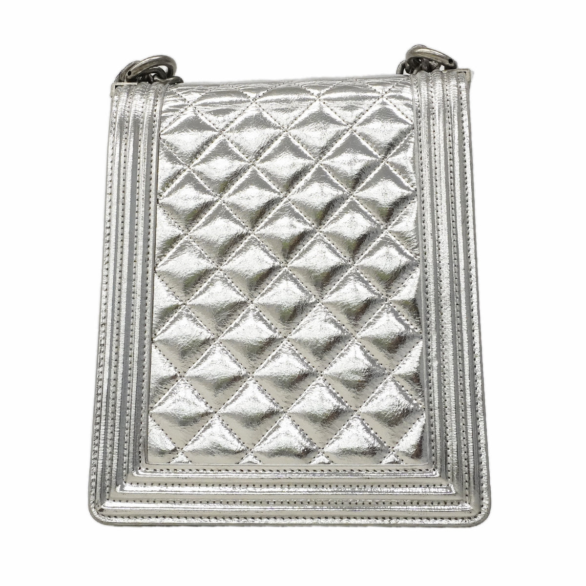 【6gd4382】シャネル ショルダーバッグ ボーイシャネル チェーンショルダー ゴート シルバー シルバー金具【中古】レディース